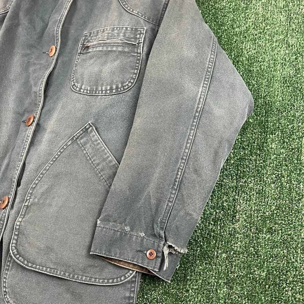 VTG L.L. Bean Jacket Women's Large Green Primaloft Lined Canvas Barn Field Coat - Picture 3 of 10